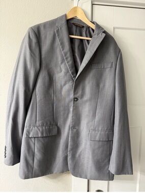 Perry Ellis Men’s 42L Gray Pinstripe Sport Coat Blazer Modern Fit